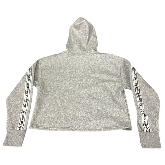 Under Armour Crop Hoodie Women's SM Heather Gray Fleece Lined Loose Fit Pullover - Picture 12 of 15